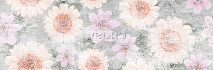Fotobehang Flowers Vintage repeating background, artwork floral antique pattern