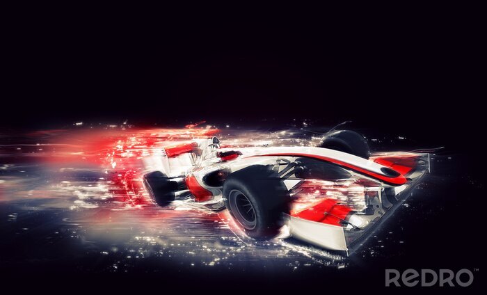 Fotobehang Formule 1-auto op zwarte achtergrond