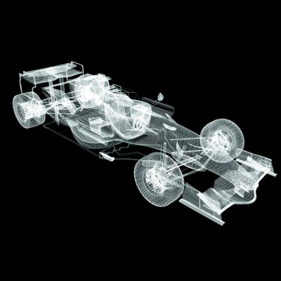 Fotobehang Formule 1 model op een zwarte achtergrond