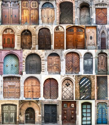 Fotobehang foto collage van oude deuren