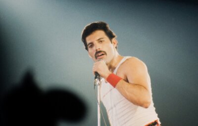 Fotobehang Freddie Mercury aan de microfoon
