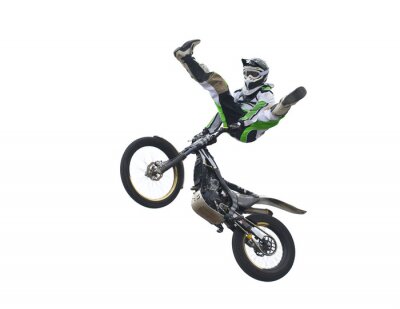 Fotobehang Freestyle stunt rider isolated on white.