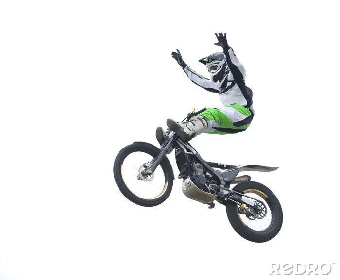 Fotobehang Freestyle stunt rijder geïsoleerd op wit.
