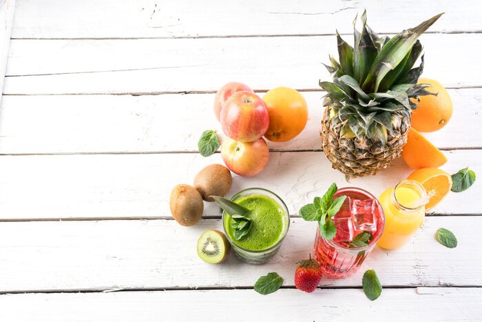 Fotobehang fresh fruit juice smoothie organic vegetable strawberry 