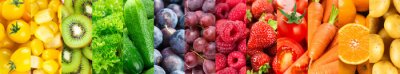 Fruits, vegetables and berries. Fresh food background. Healthy food