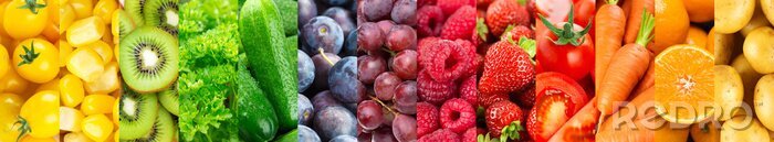 Fotobehang Fruits, vegetables and berries. Fresh food background. Healthy food