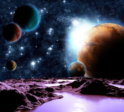 Futuristisch beeld van verre planeten