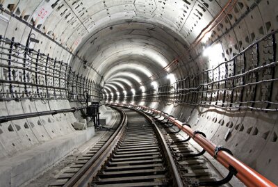 Fotobehang Futuristische betonnen tunnel