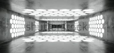 Fotobehang Futuristische betonnen tunnel met verlichting