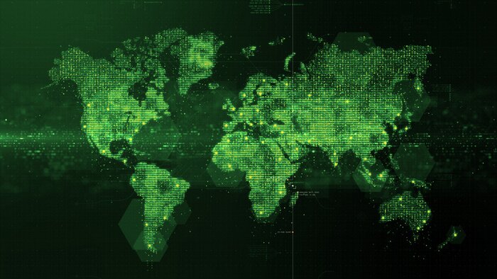 Fotobehang Futuristische wereldkaart