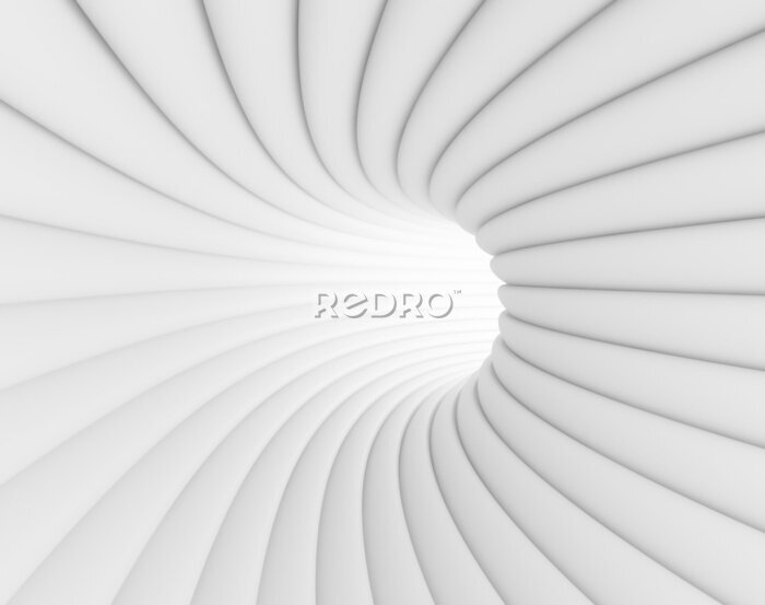 Fotobehang Futuristische witte tunnel met 3D-illusie