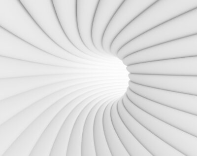 Fotobehang Futuristische witte tunnel met 3D-illusie