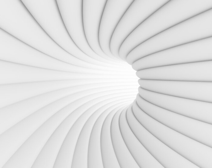 Fotobehang Futuristische witte tunnel met 3D-illusie