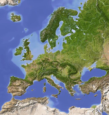 Fotobehang Fysieke kaart van Europa