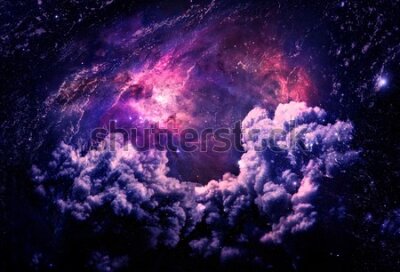 Fotobehang Galactisch landschap met wolken