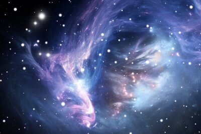 Fotobehang Galaxy met blauwe nevel