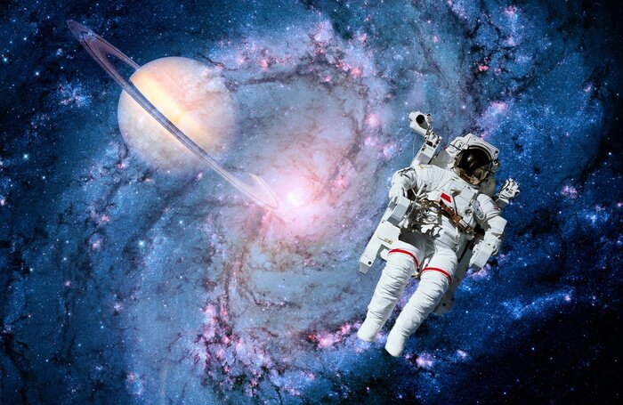 Fotobehang Galaxy met een astronaut