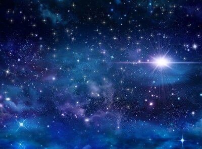 Fotobehang Galaxy met een heldere ster
