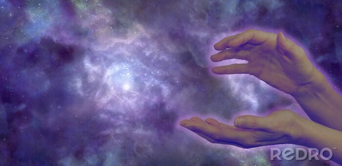 Fotobehang Galaxy met handen