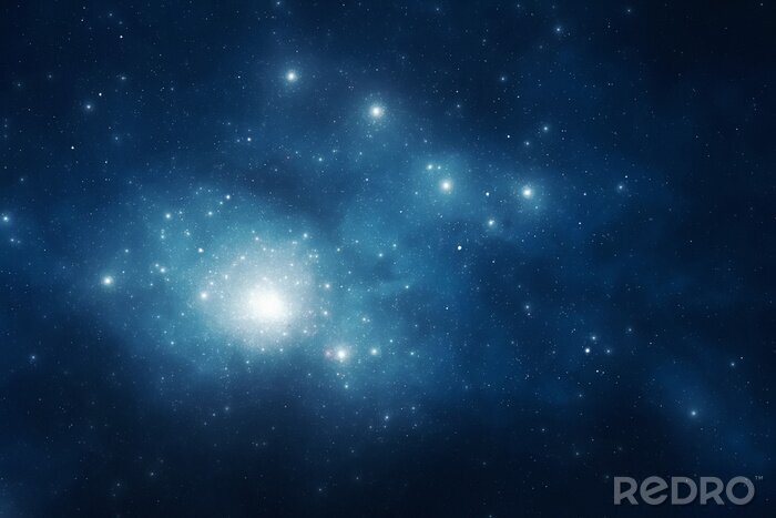 Fotobehang Galaxy op een blauwe achtergrond
