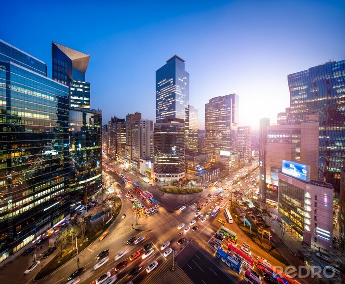 Fotobehang Gangnam business district in Seoul Korea