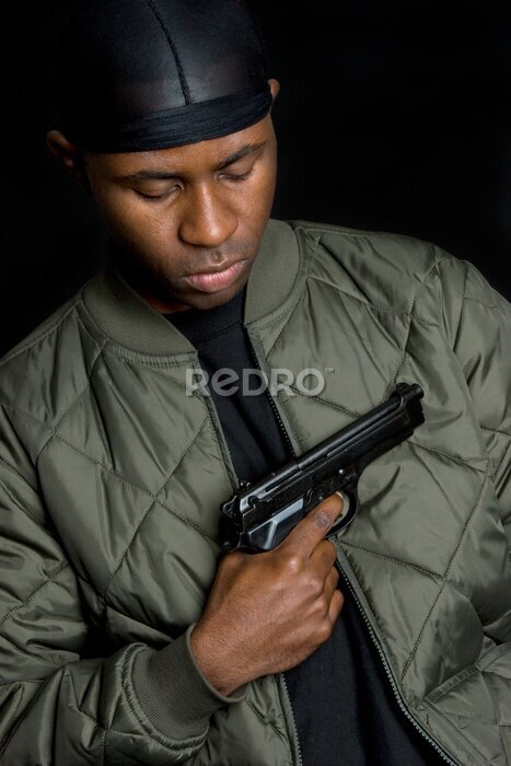 Fotobehang Gangster Holding Gun