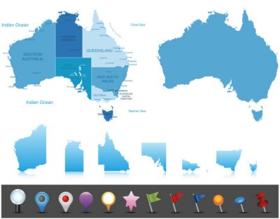Fotobehang Gedetailleerde kaart van Australië