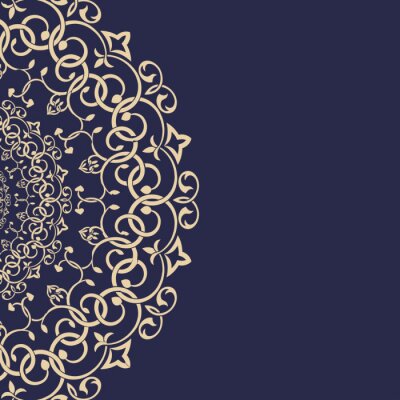 Fotobehang Geel oosters bloemenpatroon