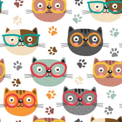 Geïllustreerde katten met gekleurde brillen