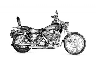 Fotobehang Geïsoleerde motorfiets llustration tekening kunst