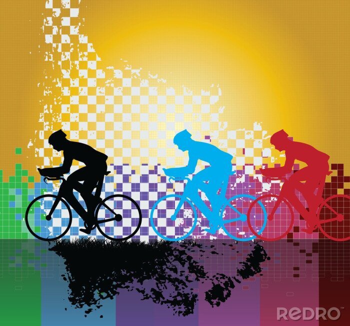 Fotobehang Gekleurd abstract motief met fietsen