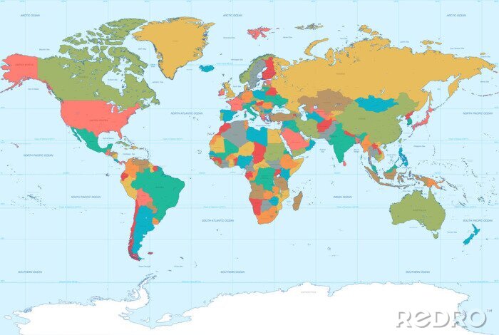 Fotobehang Gekleurd ontwerp met wereldkaart
