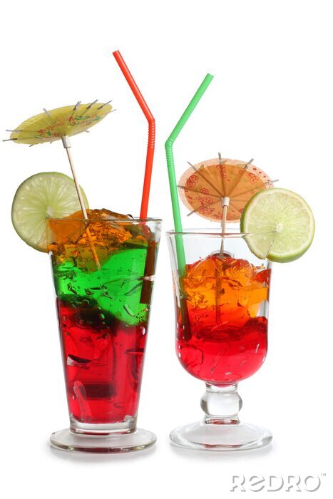 Fotobehang Gekleurde drankjes met paraplu's