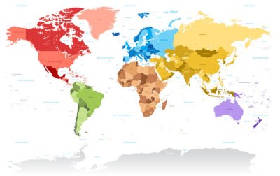 Fotobehang Gekleurde motief met wereldkaart