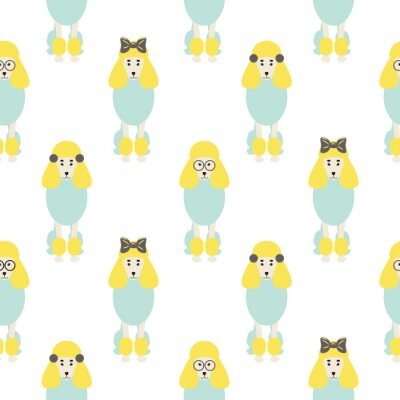 Gekleurde poedels met strikken en brillen