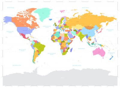 Fotobehang Gekleurde politieke wereldkaart