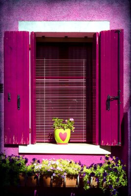 Fotobehang Gekleurde raam van het huis van Burano