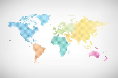 Fotobehang Gekleurde stippen als wereldkaart
