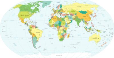 Fotobehang Gekleurde wereldkaart