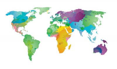 Fotobehang Gekleurde wereldkaart met vlekken