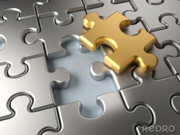 Fotobehang Gele 3D puzzel