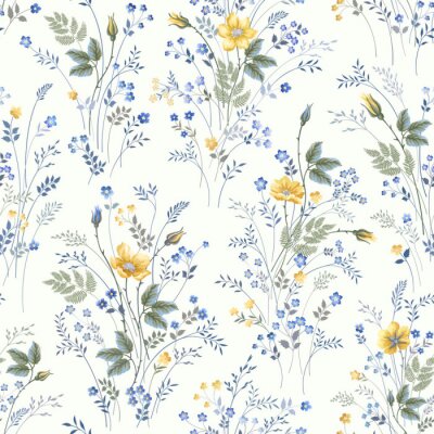 Gele en blauwe veldbloemen