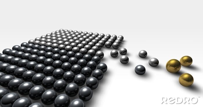 Fotobehang Gele en metalen ballen