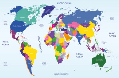 Fotobehang Geografische wereldkaart
