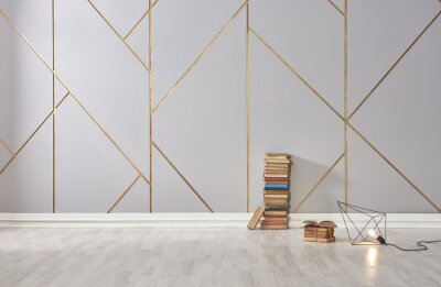 Fotobehang Geometrisch patroon met gouden lijnen