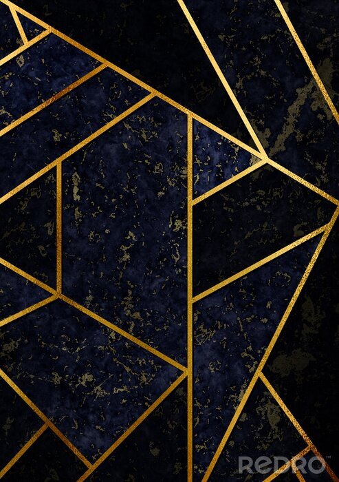 Fotobehang Geometrisch patroon met gouden lijnen