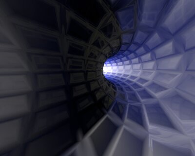 Fotobehang Geometrische 3D tunnel met violet