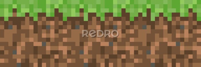 Fotobehang Geometrische achtergrond in videogamestijl in groenbruine kleuren