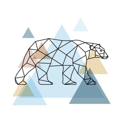 Geometrische beer op een achtergrond van driehoeken