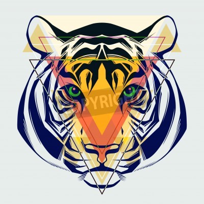Fotobehang Geometrische illustratie van een tijger